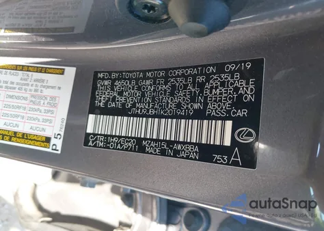 2019 Lexus Ux 250H z USA, uszkodzony, nr VIN JTHU9JBH1K2019419